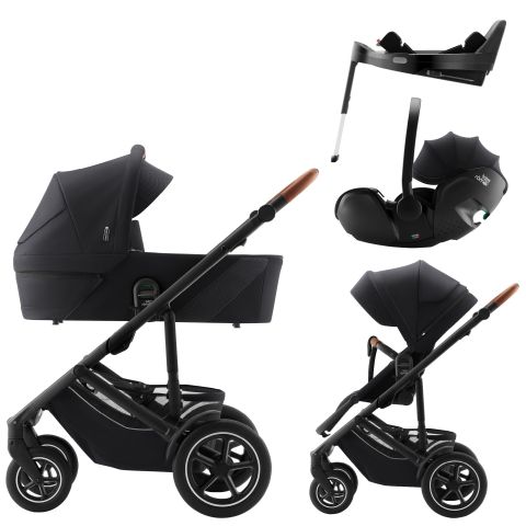 Set kočárek Smile 5Z + hluboká korba + autosedačka Baby-Safe PRO + Vario Base 5Z, Galaxy Black