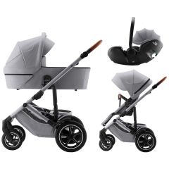 BRITAX Set kočárek Smile 5Z + hluboká korba + autosedačka Baby-Safe PRO, Frost Grey