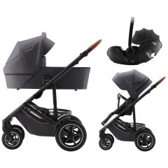 BRITAX Set kočárek Smile 5Z + hluboká korba + autosedačka Baby-Safe PRO, Midnight Grey