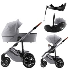 BRITAX Set kočárek Smile 5Z + hluboká korba + autosedačka Baby-Safe PRO + Vario Base 5Z, Frost Grey