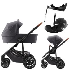 BRITAX Set kočárek Smile 5Z + hluboká korba + autosedačka Baby-Safe PRO + Vario Base 5Z, Midnight Grey