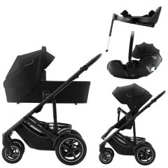 BRITAX Set kočárek Smile 5Z + hluboká korba + autosedačka Baby-Safe PRO + Vario Base 5Z, Space Black